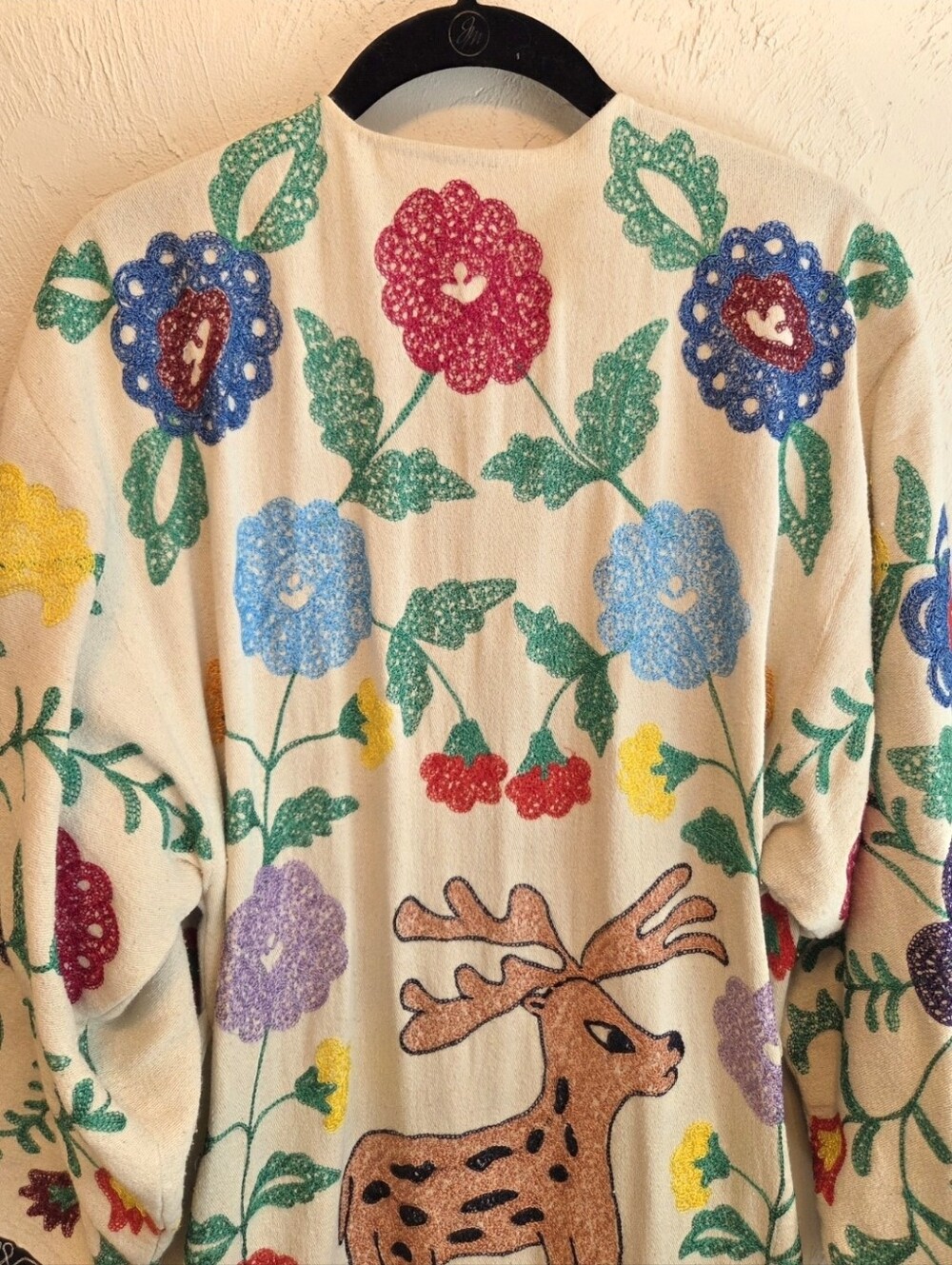 Vintage 1970s Suzani Embroidered Duster XS-M - Picture 11 of 16